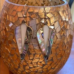 Silver dangle earrings with abalone shell